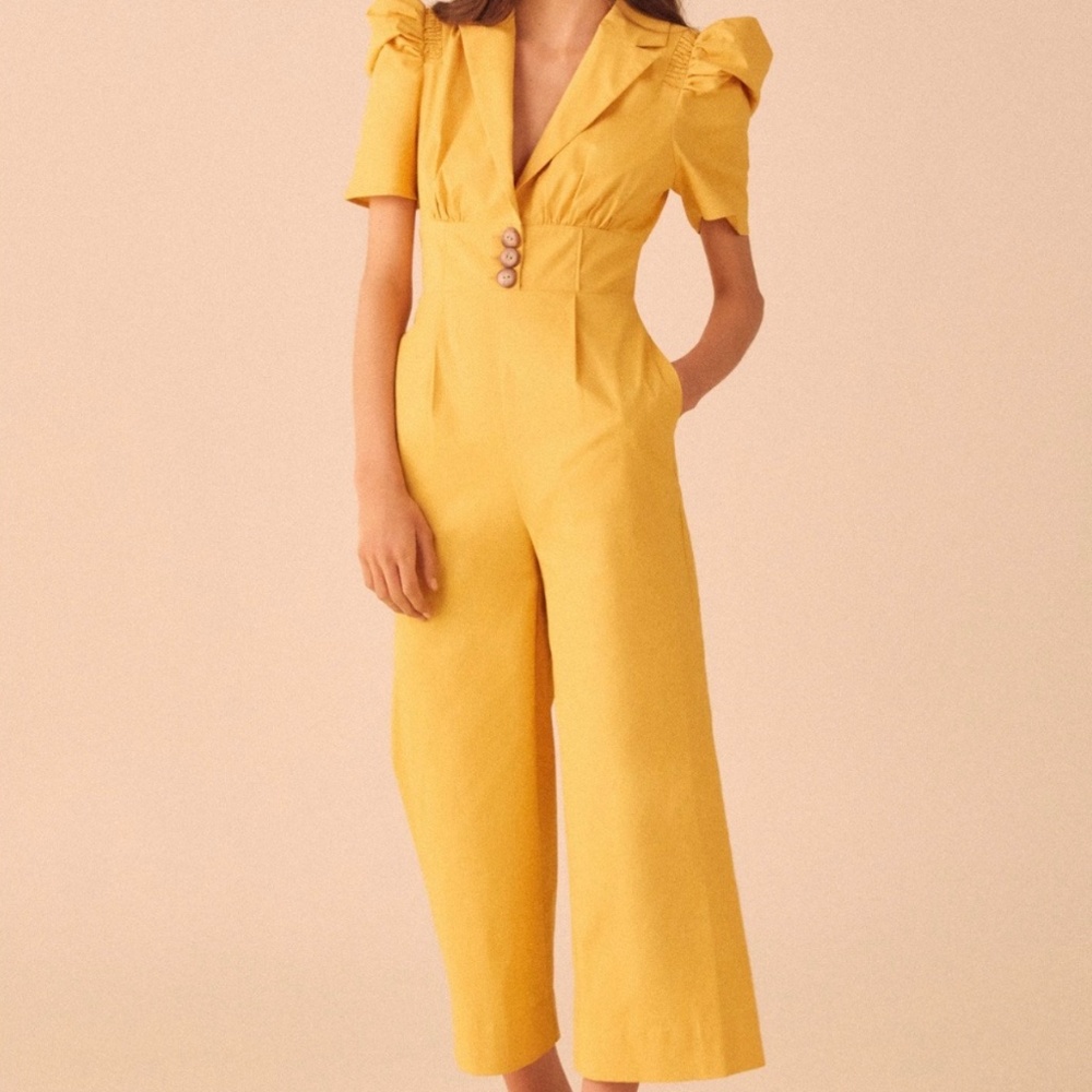 C/Meo Collective Yellow Chic Jumpsuit